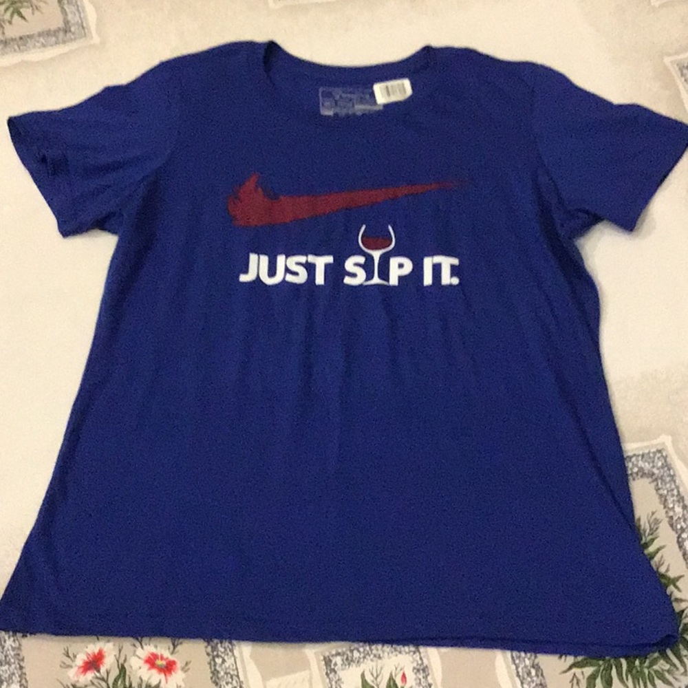 Teespring  Just Sip It Blue Cotton T Shirt Sz L